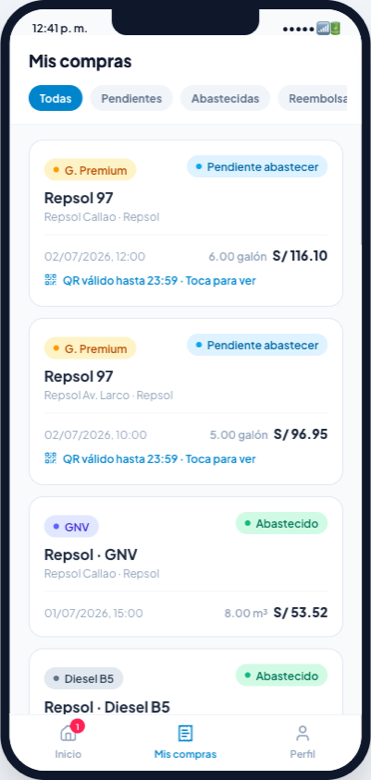 Historial de compras